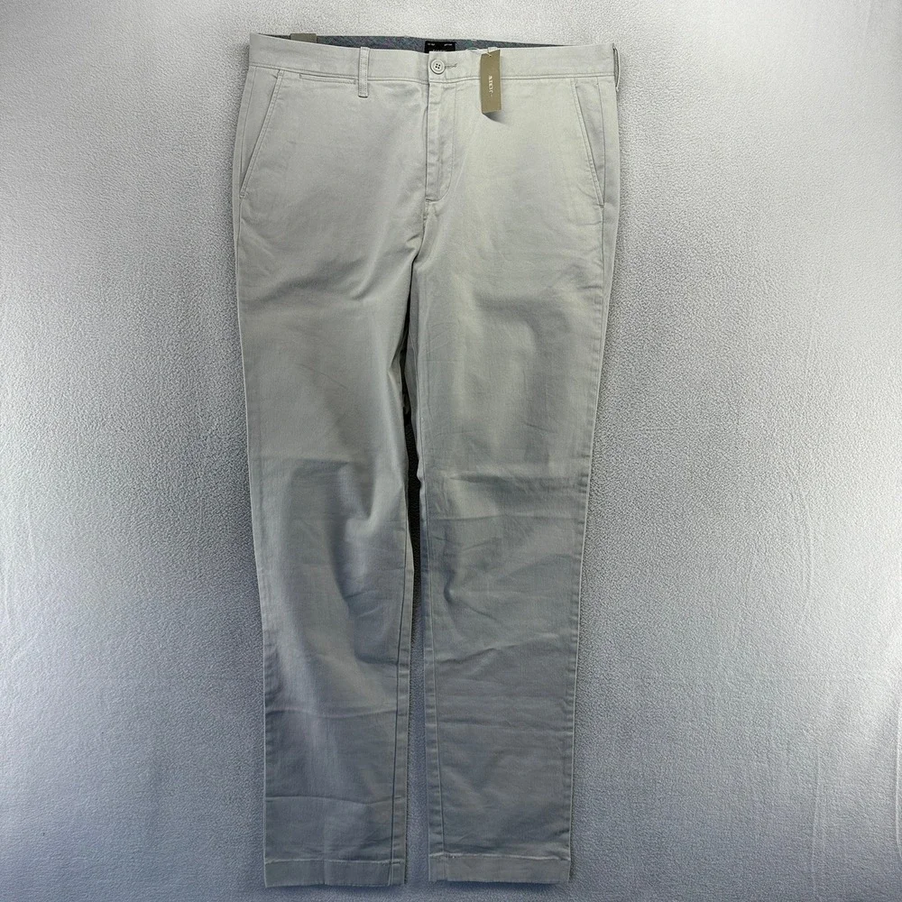 J.Crew Pants Mens 34x34 Gray 770 Straight Chino Casual Cotton Preppy Office NEW